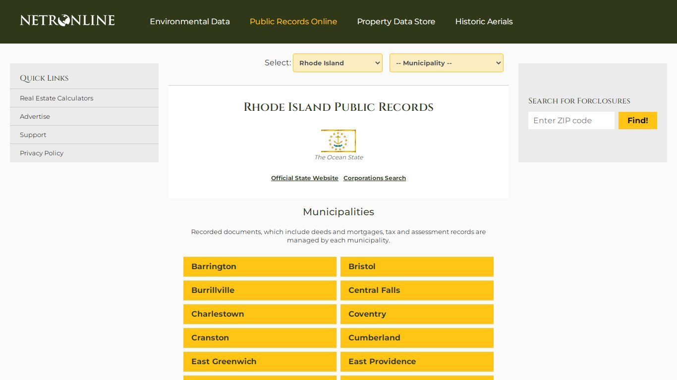 Rhode Island Public Records Online Directory